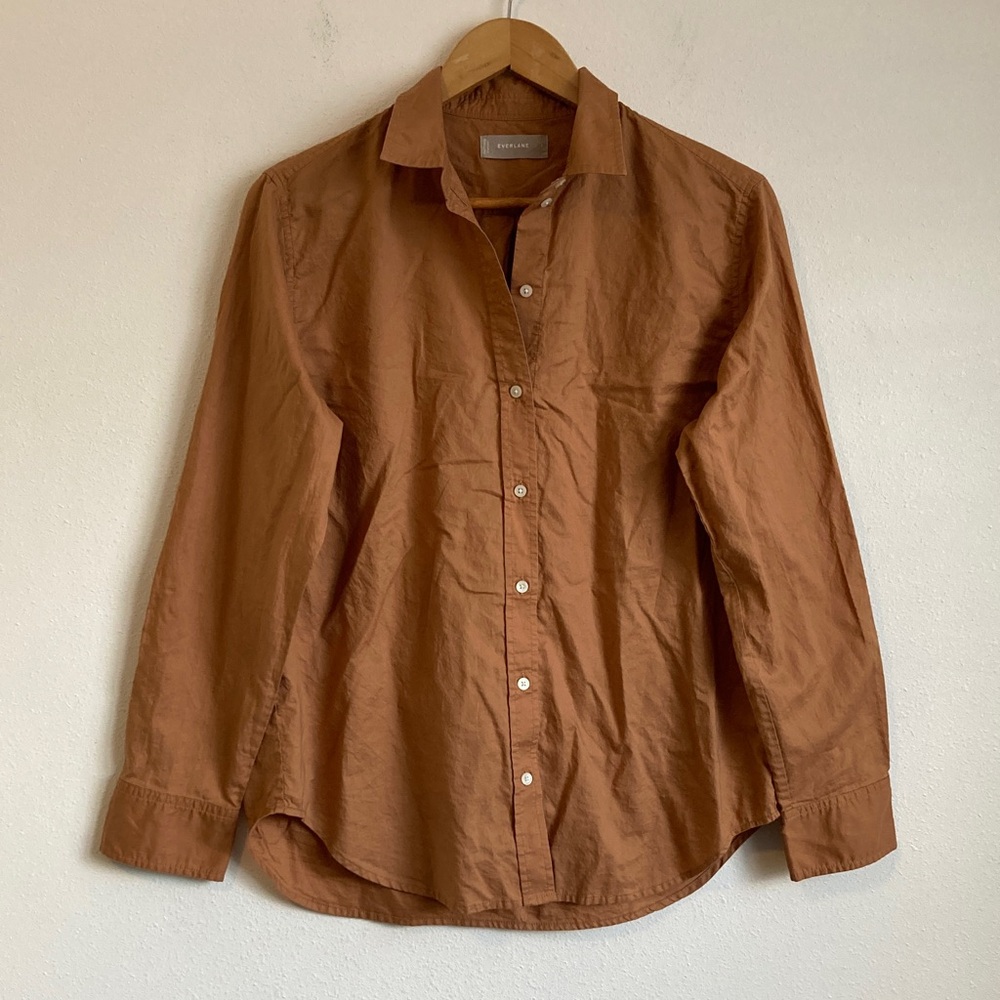 Everlane Women's Button-Down Shirt in Rust Brown